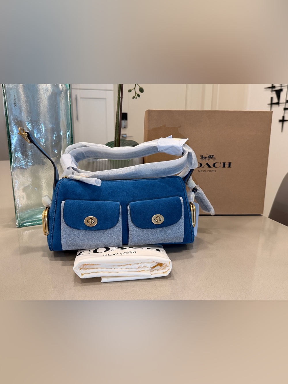 Coach Haversack 27 in Blue Jay Suede